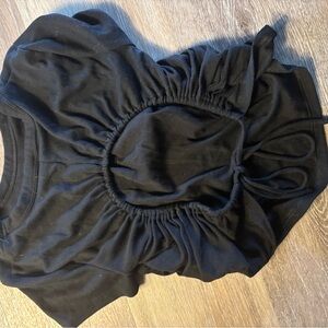 Black open back tie shirt